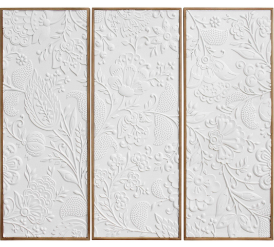 Embossed Floral 3 Panel Wall Art