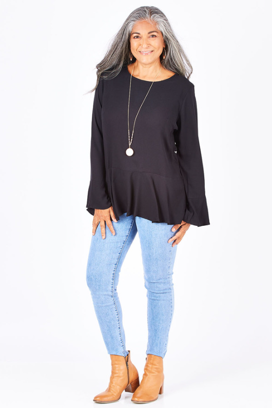 Brave & True Fargo Top Black Size S