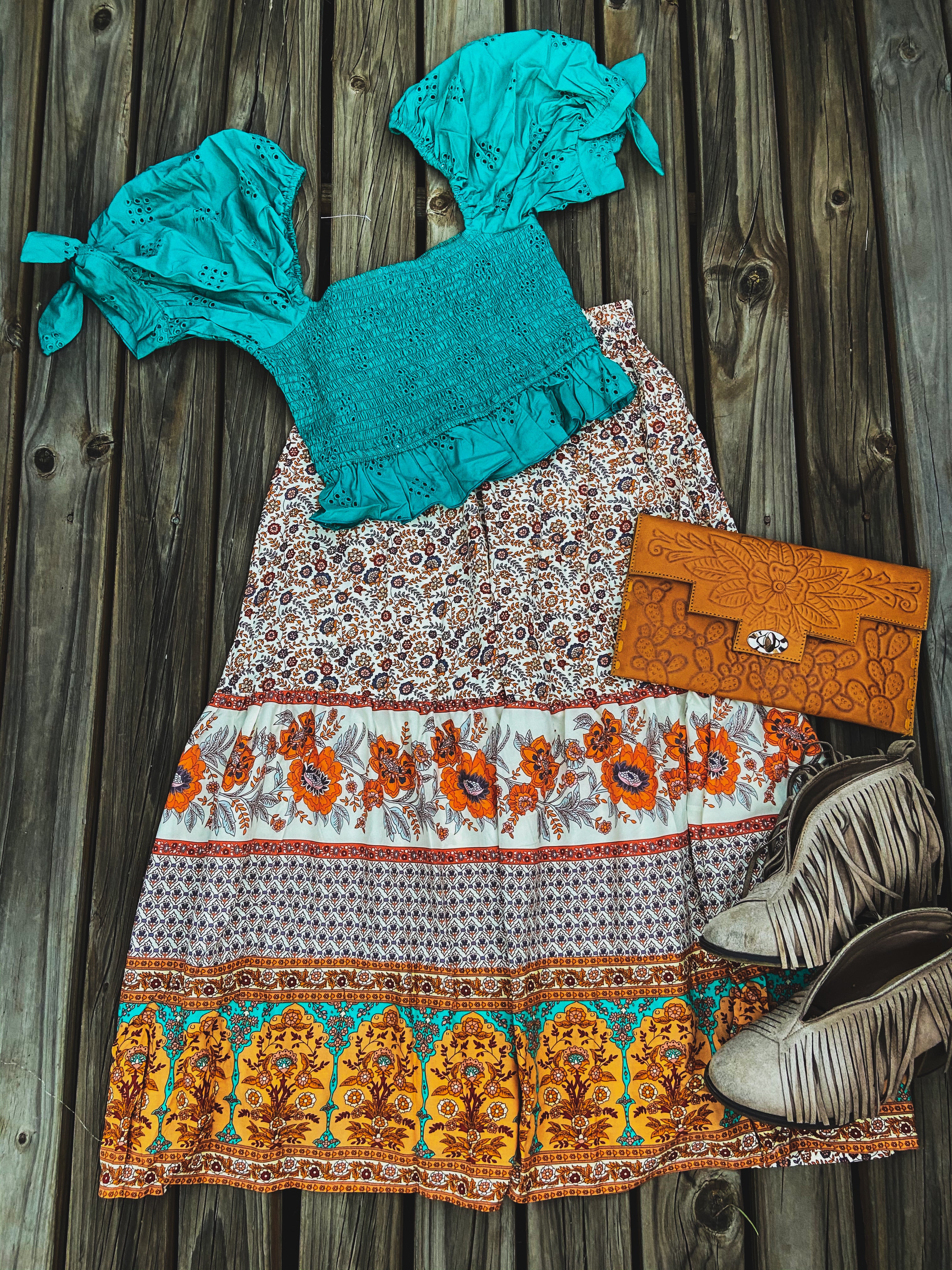 Shirred Crop Top - Deep Teal