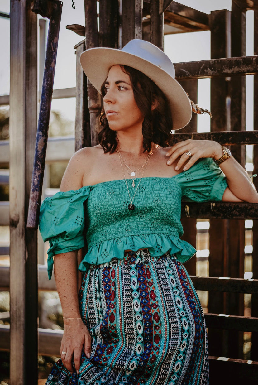 Shirred Crop Top - Deep Teal