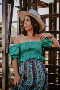 Shirred Crop Top - Deep Teal