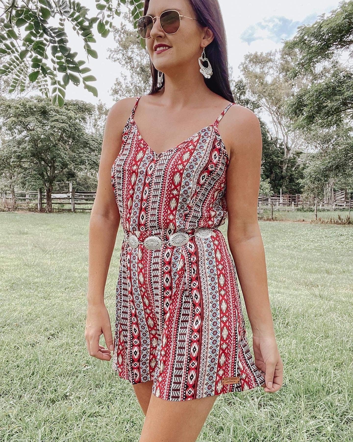 Red Aztec Playsuit