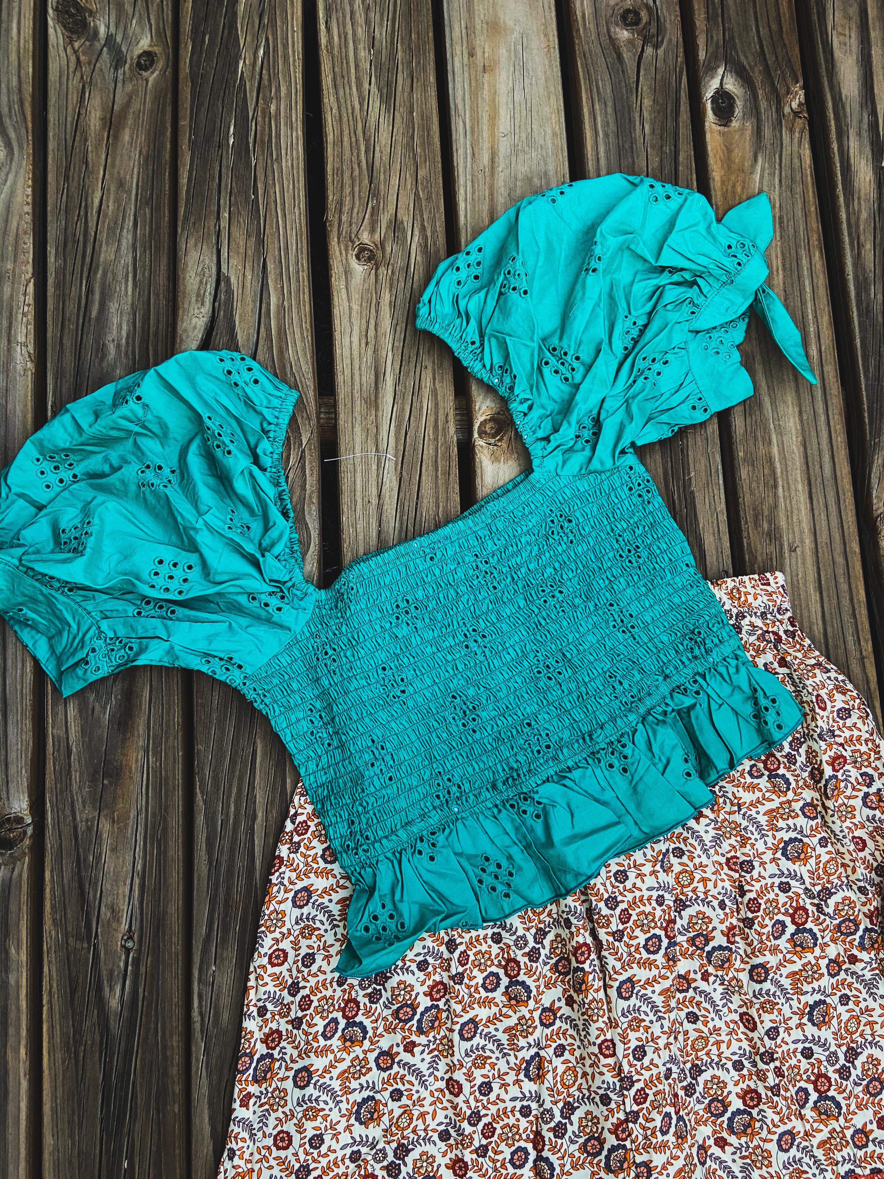 Shirred Crop Top - Deep Teal