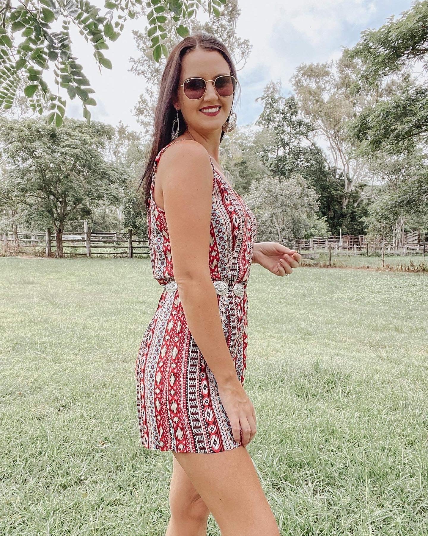 Red Aztec Playsuit