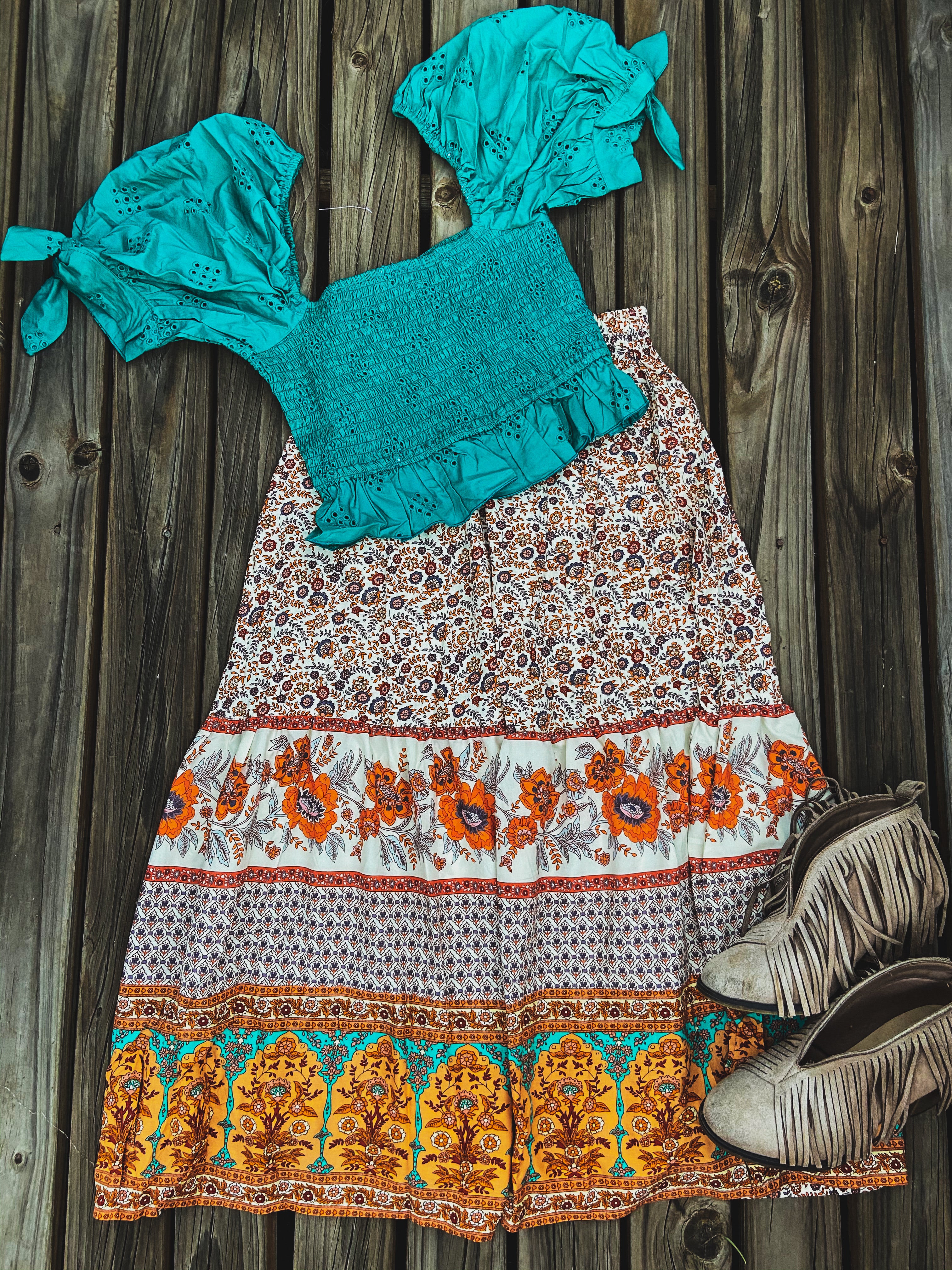 Shirred Crop Top - Deep Teal