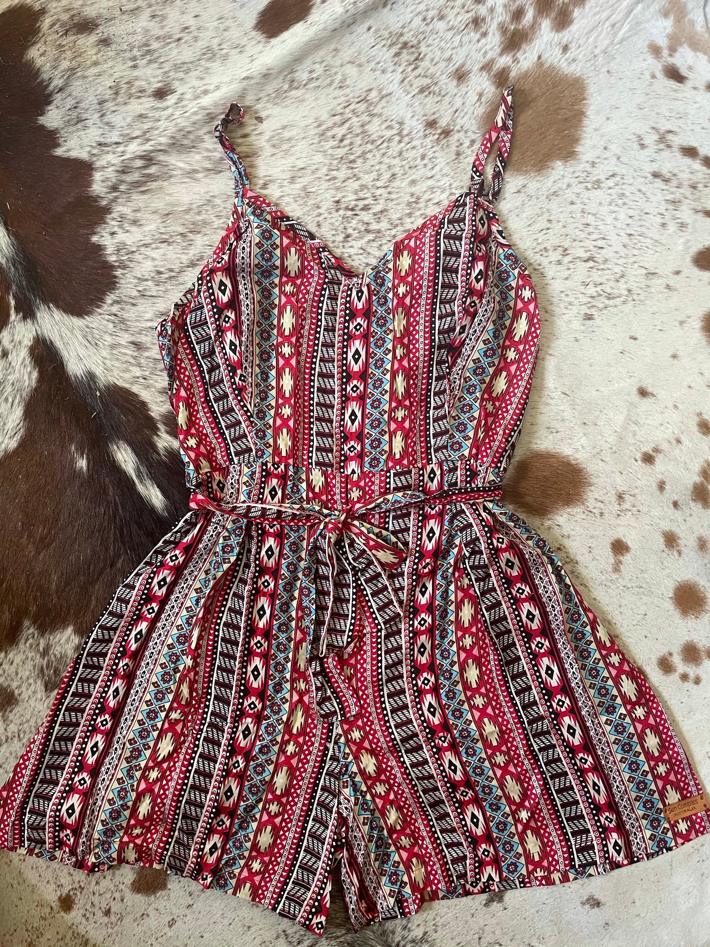 Red Aztec Playsuit