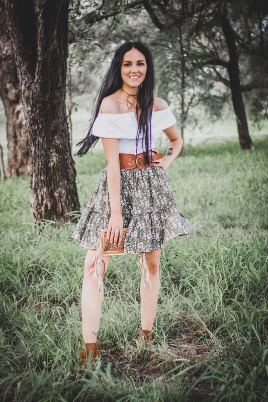 Khaki Floral Skirt